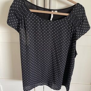 Black heart print blouse